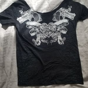 Black off the shoulder t shirt